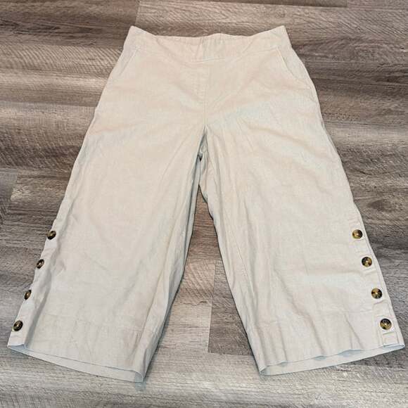 New Directions Crop Pants Women's Medium Navy Blue Wide Leg 100% Cotton Size 10 - Picture 3 of 5